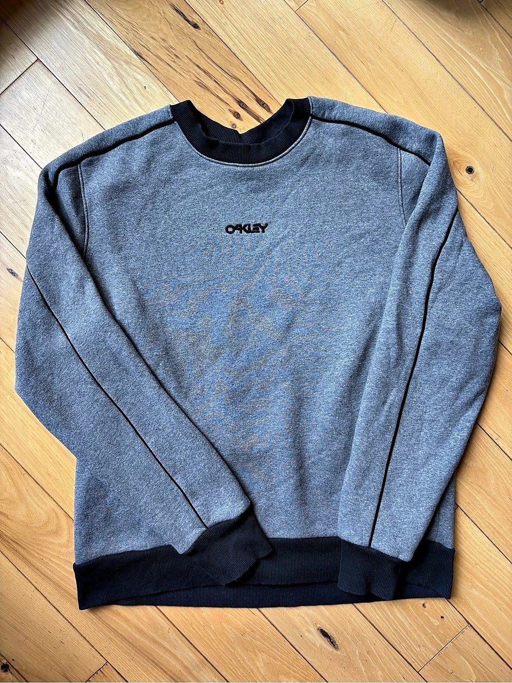 Oakley Custom Fit Crewneck Pullover Sweatshirt Gray/Black Y2K Streetwear  XL